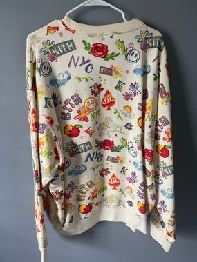Kith Cream Crewneck with Multicolor Floral Graphic
